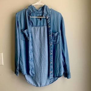 Small , Banana republic blue flannel, used, good condition